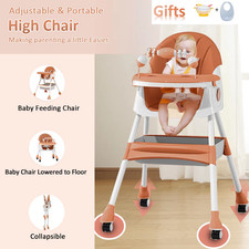 Adjustable Foldable Baby High Chair Reclinable Feeding Chair Easy to Clean with