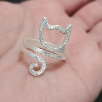 Sterling Silber Kätzchen Katze Ring Gr. 7
