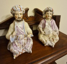 Antique pair of German Porcelain Bisque Nodder Nodding Figurines Early 1900s 