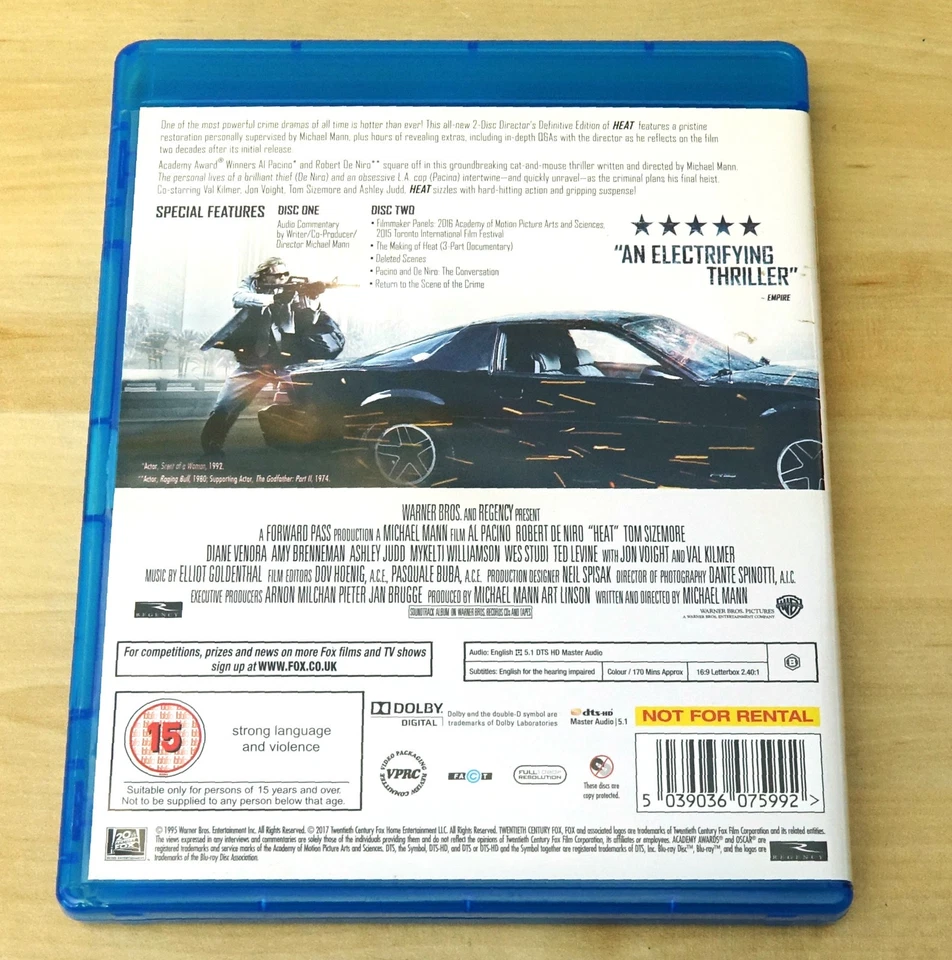 HEAT (DIRECTOR'S DEFINITIVE ED) (1995) (15)  BLU-RAY DE NIRO PACINO CULT ACTION! - Image 2 of 4