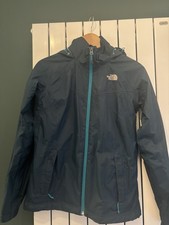 Giacca antipioggia con cappuccio North Face donna cappotto impermeabile blu piccolo