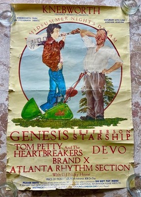 Mega Rare original Vintage 1978 KNEBORTH Concert Poster GENESIS STARSHIP 20 x30 