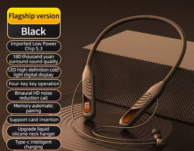 Bluetooth-Kopfhörer Nackenbügel kabellos HiFi-Stereo kabelloses Headset Bass BT8 - Bild 1 von 4