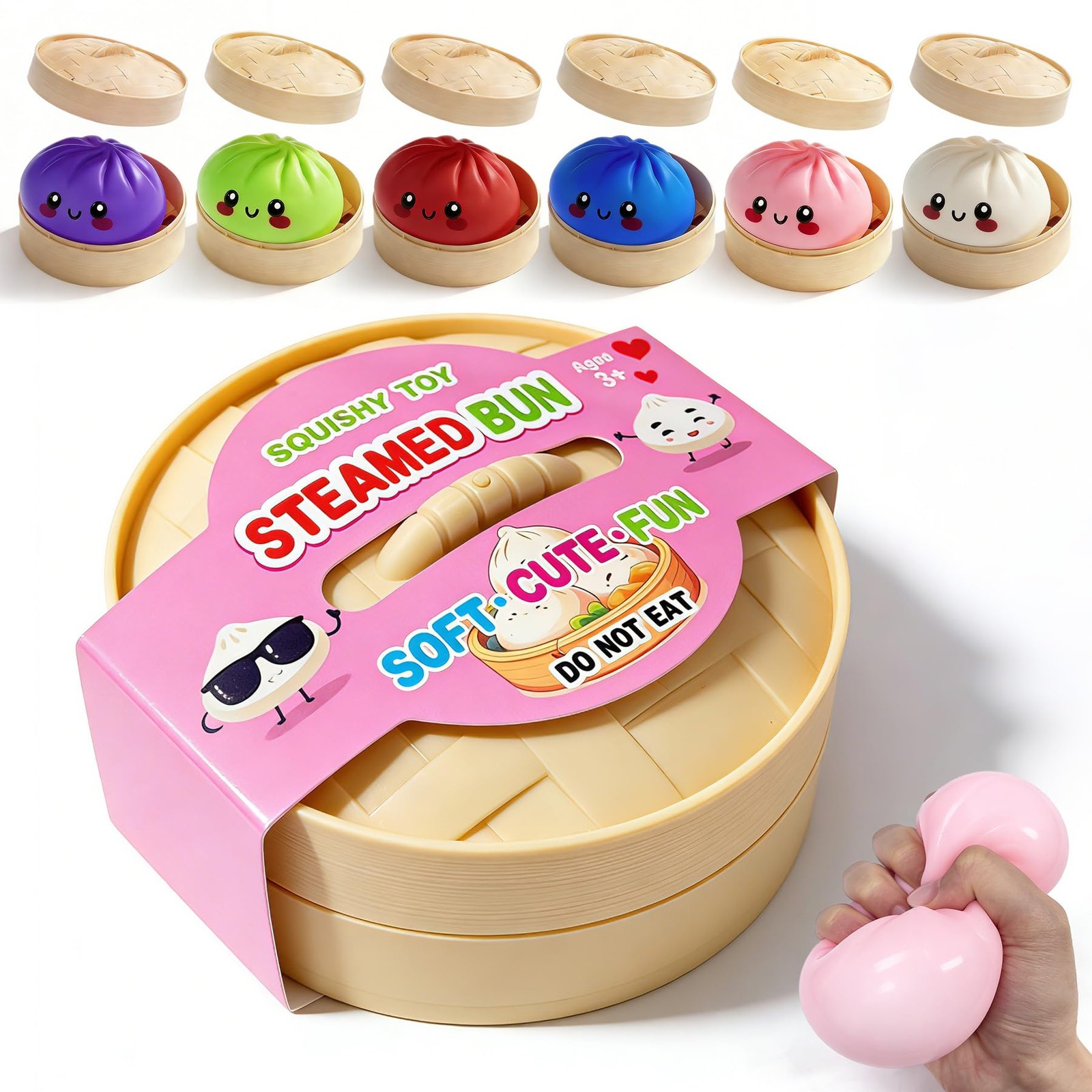 Dumpling Squishies,3.4inch Colorful Dumpling Stress Balls, Fidget Sensory Toy,