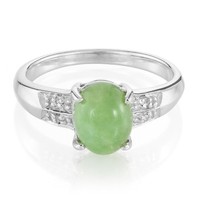 Cavill Chrysopras Ring Damen 0,93Ct Oval Cabochon 925 Silber Mit Topasen