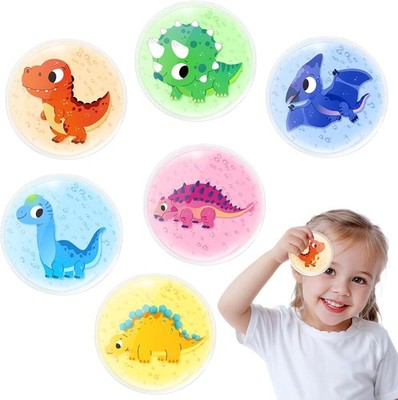 Children's Cooling Pads with Non-Toxic Gel Pack of 6, 8 x 8 cm Cute Dinosaur ...