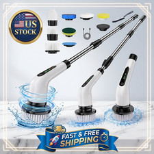 Electric Spin Scrubber Cordless Cleaning Brush USB Rechargeable 8 Brush Heads