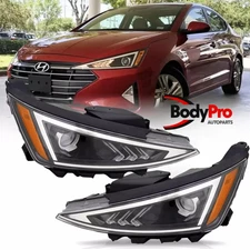 For 2019-2020 Hyundai Elantra Clear Headlights Headlamp Housing Black Left+Right