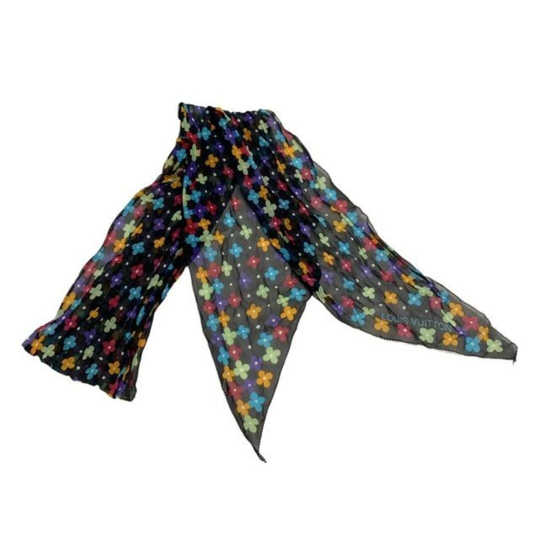 Louis Vuitton Black Pink Multi Ribbon Floral Print Scarf 401910