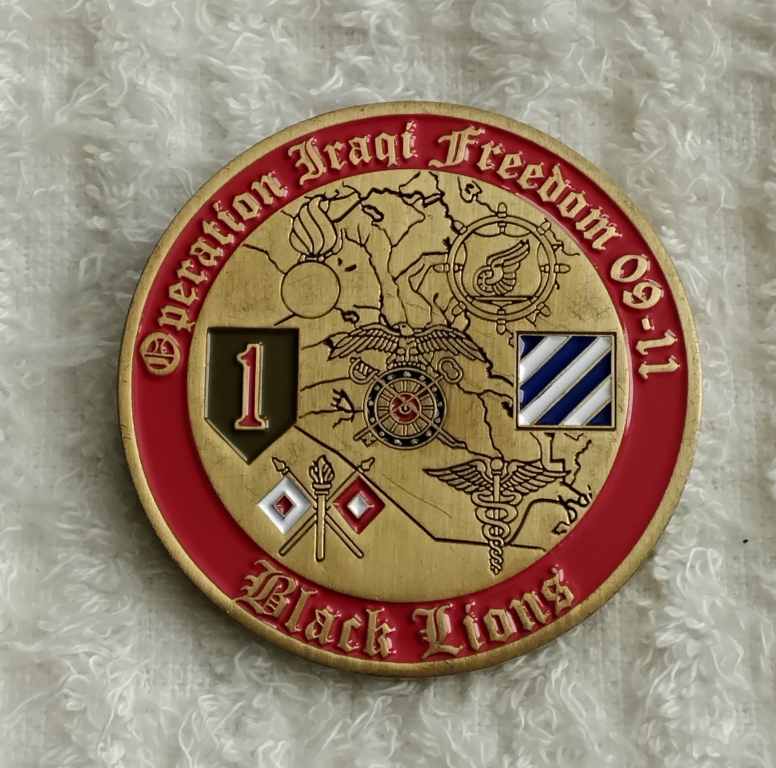 AUTHENTIC US ARMY 1ID 3ID OIF 09-11 BLACK LIONS IRAQ RARE CHALLENGE ...