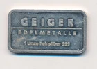 GEIGER EDELMETALLE 1 TROY OUNCE .999 SILVER BAR VINTAGE