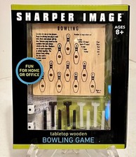 Sharper Image Tabletop Wooden Mini Bowling Game Fun For Home or Office NEW