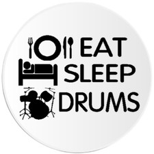 Eat Sleep Drums - 10 Pack Circle Stickers 3 Inch - Music Musician