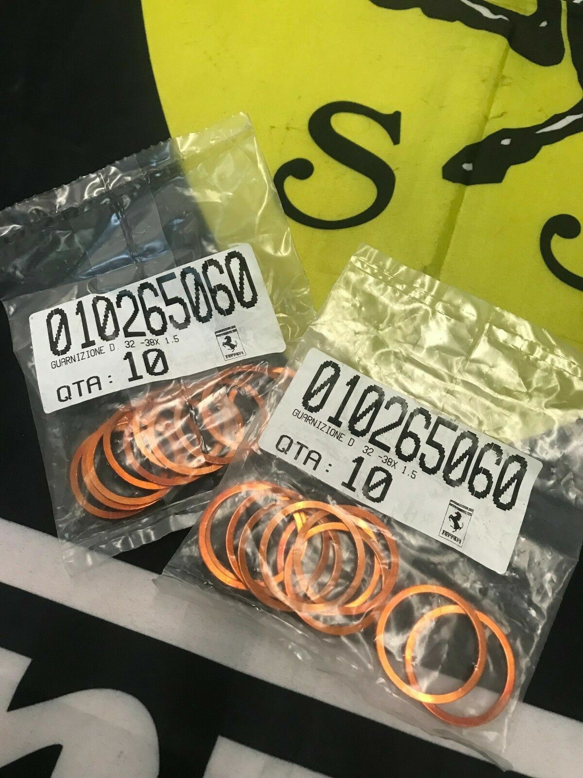 FERRARI 348 430 512 ENZO WASHER/COPPER GEARBOX GASKET OEM NEW 10265060 SET OF 10