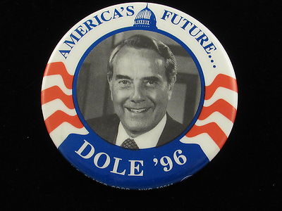 1996 Bob Dole for President 2 1/4'' America's Future B/W photo