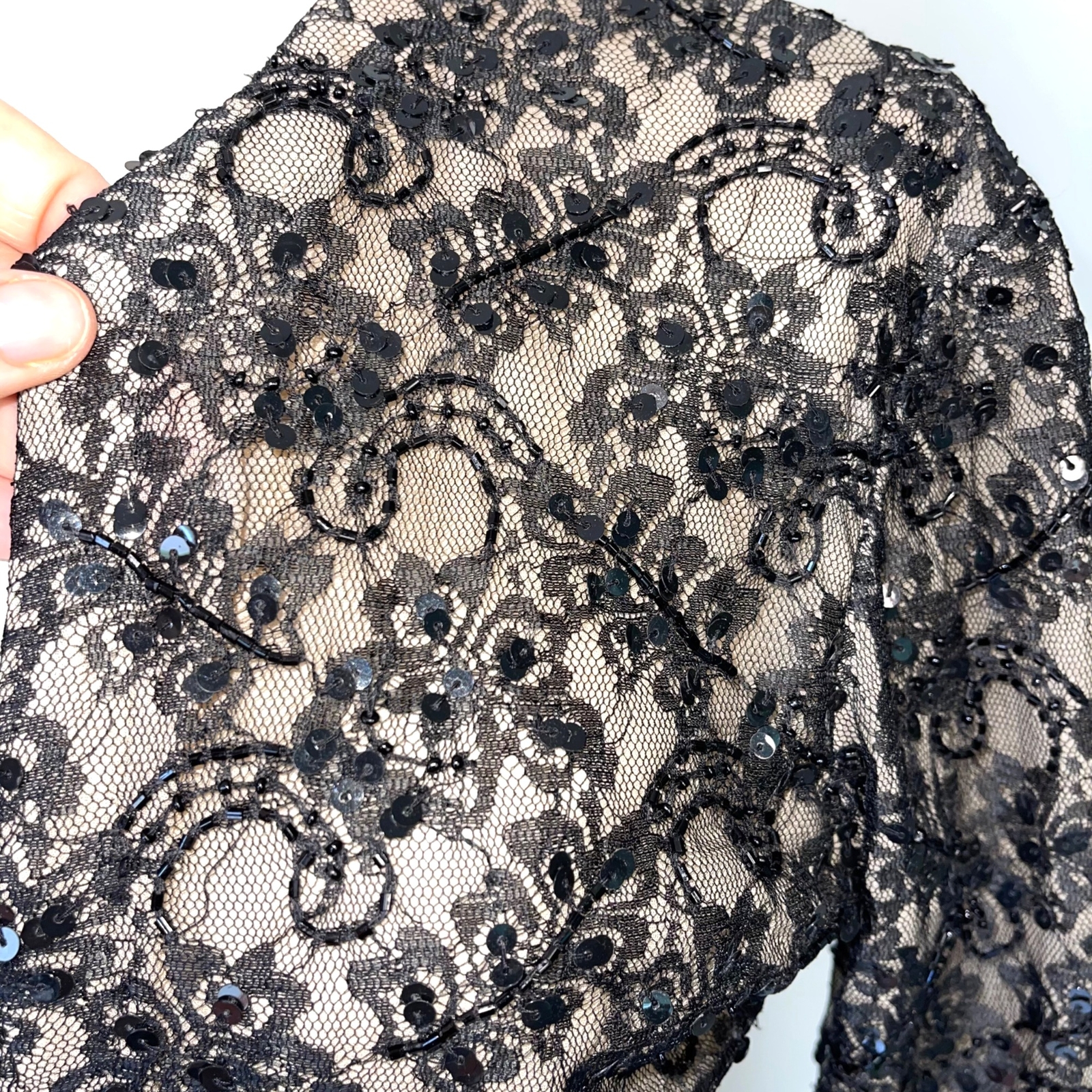 Cache Top Pants Set Womens Vintage Size Medium Black Rayon Nylon Lace Corset 90s