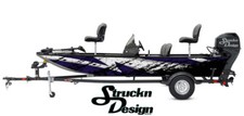 Distressed Splash Purple Gray Black Fish Bass Boat Black Decal Wrap USA Vinyl