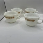 Corning Vintage 70’s Coffee/Tea Cup Milk Glass Butterfly Gold Design Lot Of 4