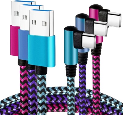 Teeind USB Type C Cable 2.1A Fast Charging: [90 Degree/6ft/3Pack] Nylon USB C...