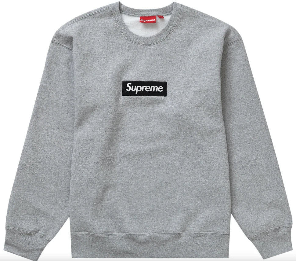 NEUF Supreme Box logo Crewneck bruyère gris pin foncé jaune pâle M FW22
