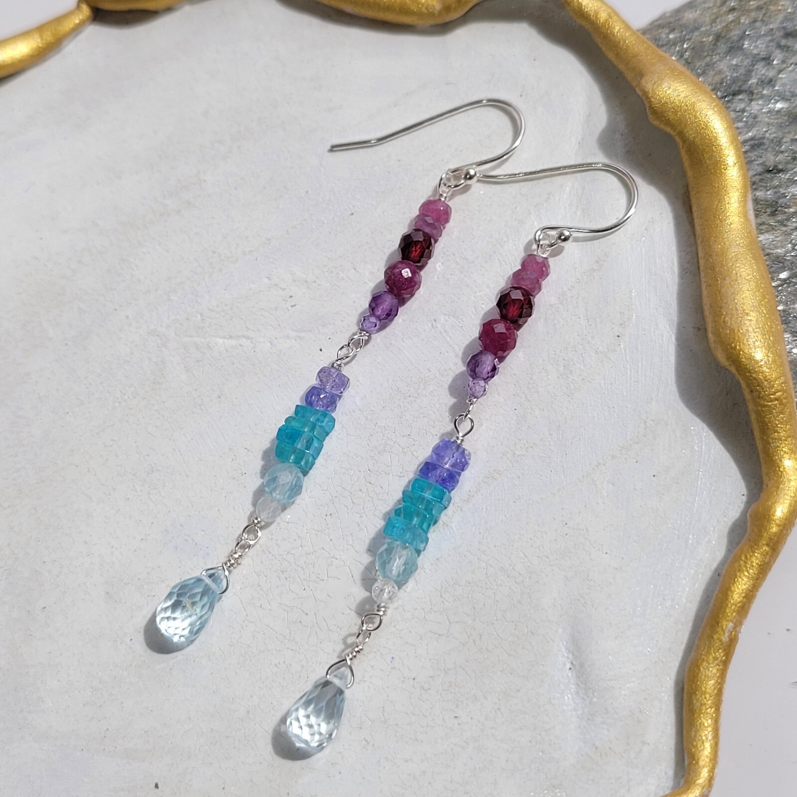 Boucles d'oreilles en topaze et améthyste de qualité joaillerie