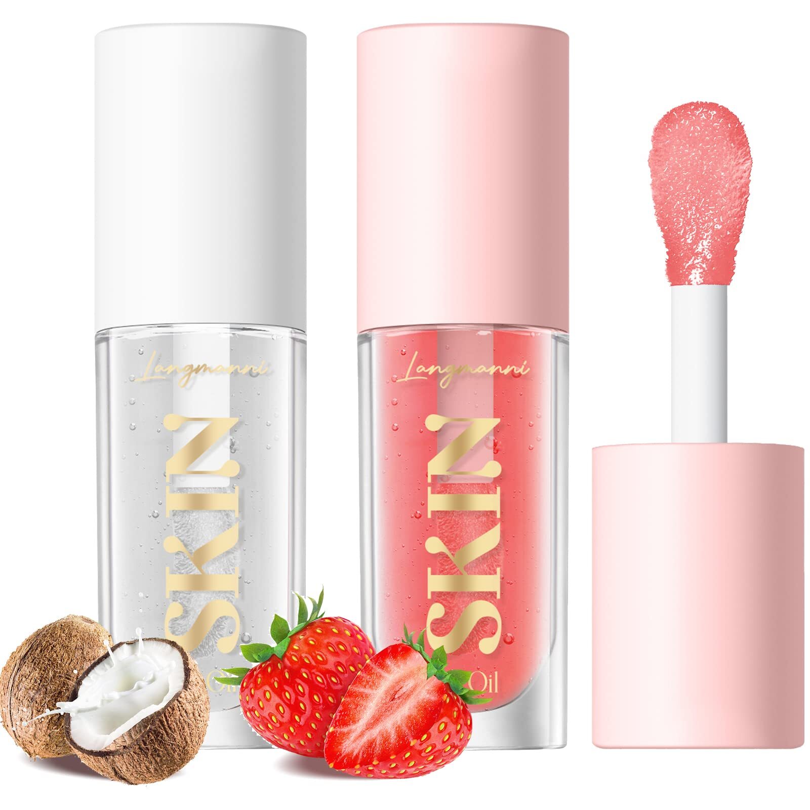 LANGMANNI Lip OilNo-Sticky Gloss Lip Balm Lip CareFruit Flavoured Lip Oil For...