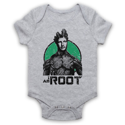 Joe I Am Root Groot Guardians Galaxy Parodie Cricket Baby Grow Strampler Geschenk