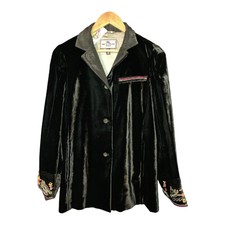 Etro Velvet Dark Brown Long Sleeved Embroidered Jacket & Matching Waistcoat Uk S