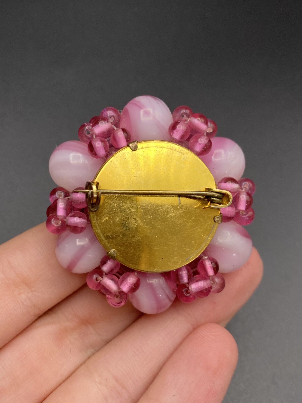 Vintage Unusual 60s Glass Beaded Flower Brooch eBay