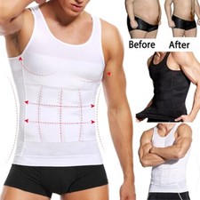 Mens Body Shaper Toning T-Shirt Ultra Durable Vest Compression Workout Underwear