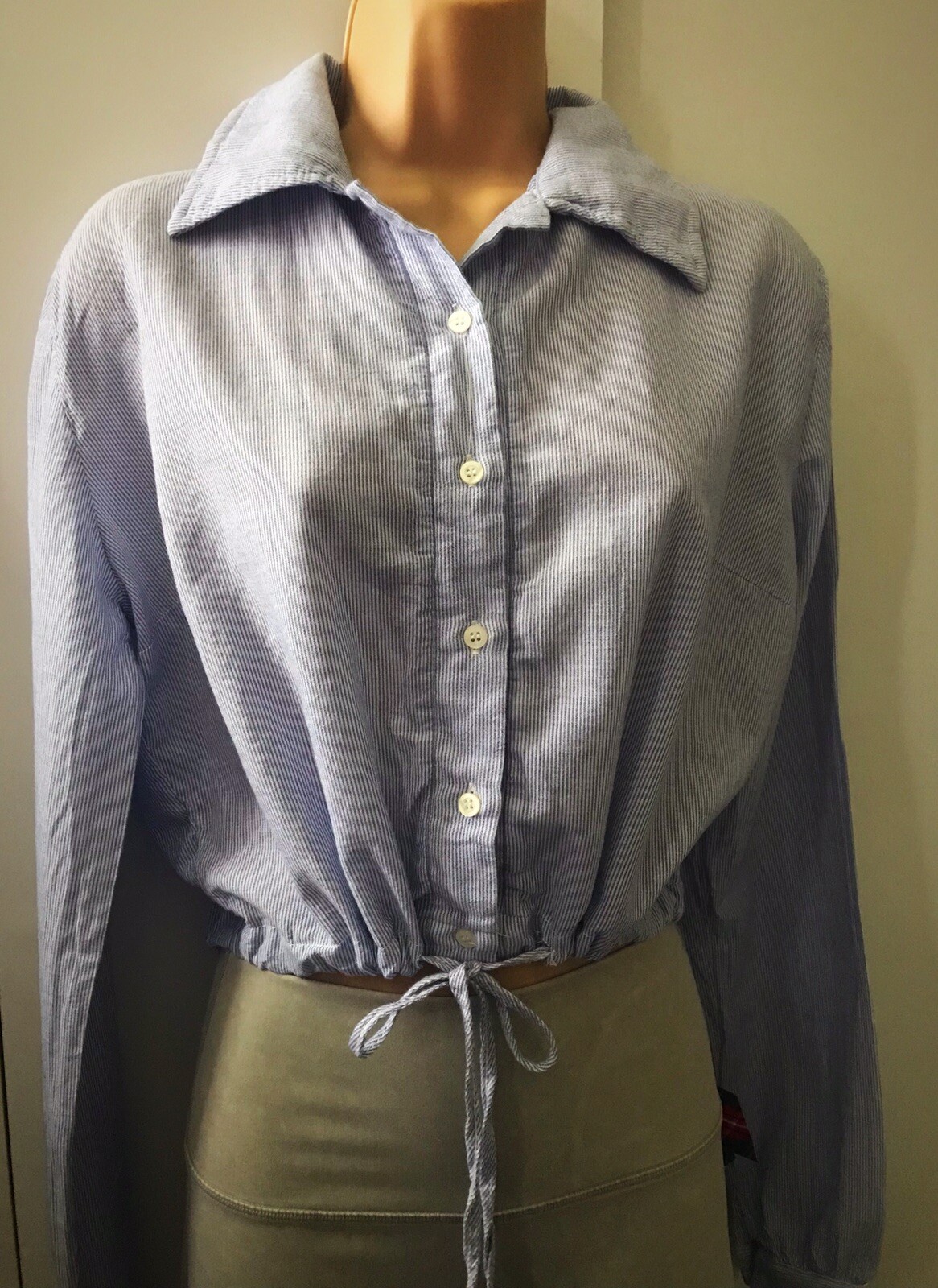 Brandy Melville Blue And White Striped Collared Shirt eBay