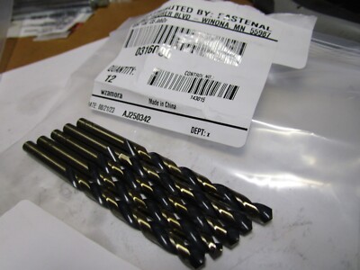 15/64'' Cobalt 135° Split Point Black and Gold Finish FMT  Jobber Drill QTY 5