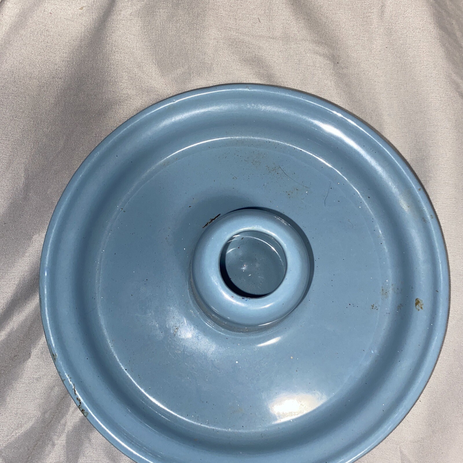 Blue Ceramic Pottery Candle Holder with Wax Drip Tray Set Of 2