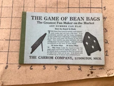 the CARROM co ludington mich; RULES FOR TEN PINS, Folding board book, i show all