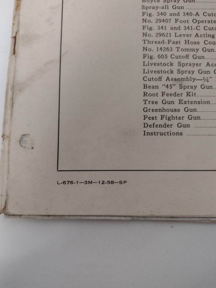 John Bean Spray Gun Parts Book No. L6761 (Original Vintage) eBay