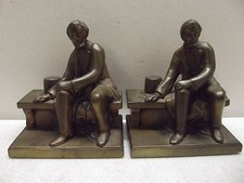 VINTAGE RONSON ABRAHAM LINCOLN SITTING BENCH BOOKENDS BOOK ENDS
