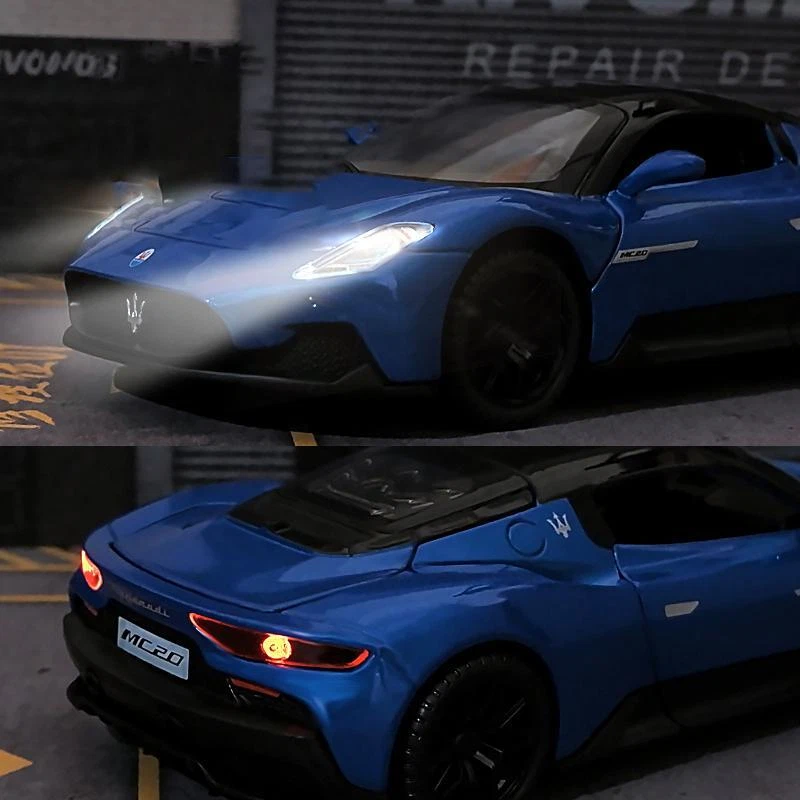 Coche deportivo de aleación fundido a presión Maserati MC20 1:32 cupé juguete con sonido y luz para niño Foto 2 de 4