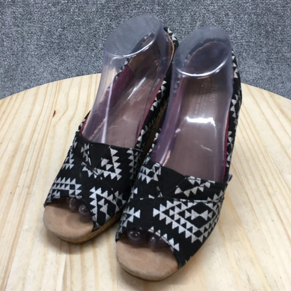 Zapatos de tacón Toms para mujer 8 Reina tribales punta abierta informales sin cordones cuña cómodos Foto 3 de 4