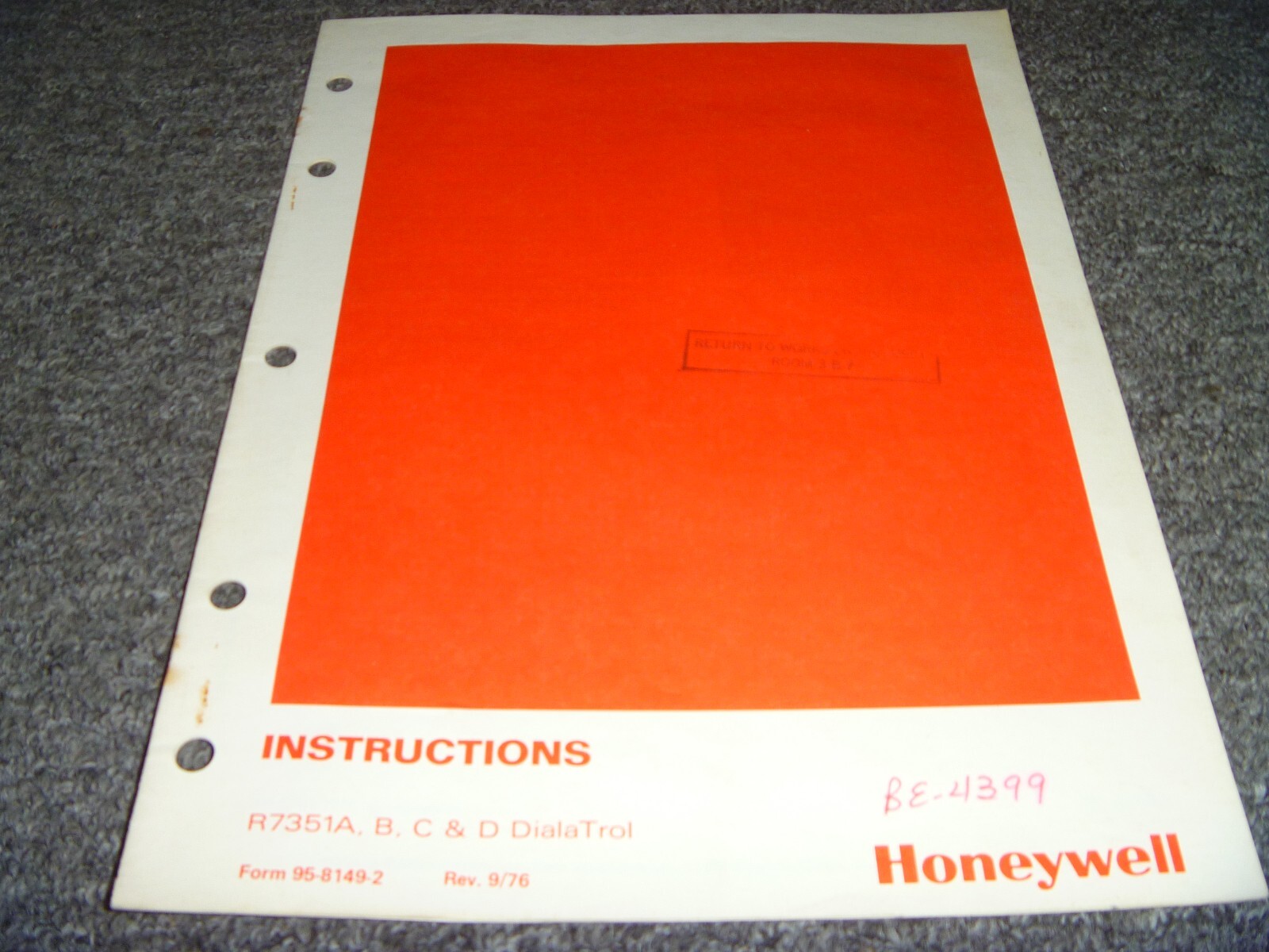 Honeywell R7351A DialaTrol Temperature Control Operator Instruction Manual xz