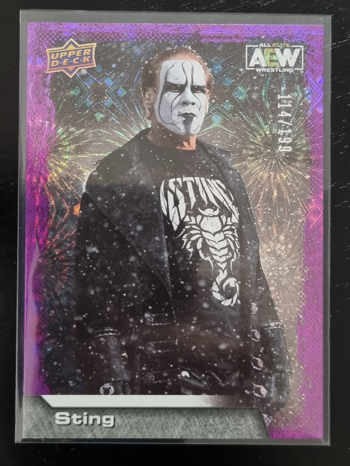 2022 AEW Sting PURPLE PYRO /199 Trading Card Upper Deck #89979