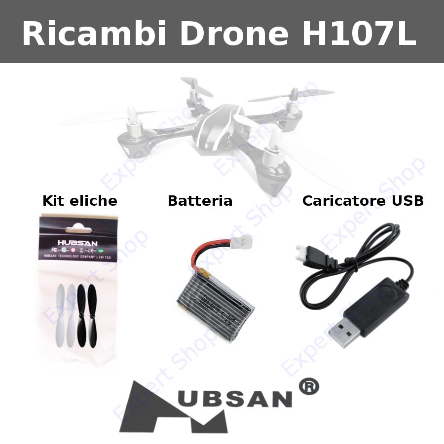Ricambi DRONE Hubsan ORIGINALI X4 H107L eliche batterie caricatore usb camera