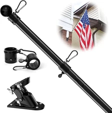 Flag Pole Kit for outside House with Holder, 5Ft Outdoor Flag Poles for 3X5