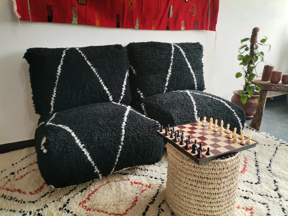 Moroccan Floor Cushion Set - 2 Seats Cushions + 2 Back Cushions + 4 Zipped bags - Image 4 of 4