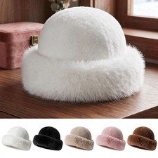 Winter Thickened Faux Fur Hat for Women Warm Plush Fluffy Outdoor Cap