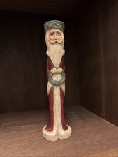 Santa Claus Candle Holder Primitive Slim Holder Taper Candle Holiday Decor