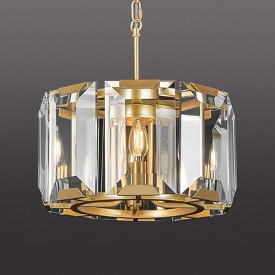 Gold Modern Crystal Chandelier 4-Light Semi Flush Mount Pendant Kitchen Island