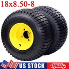 2 Pack 18x8.5-8 Lawn Mower Tires & Wheel 18x8.5x8 4Ply Heavy Duty Tubeless Tyres