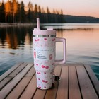 Bicchiere rosa fiocchi ciliegia stelle e cuori 40 oz