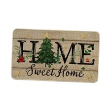 Home Sweet Home Xmas Tree Christmas Doormat, Winter Low-Profile Switch Rug