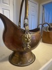 Vintage copper brass lion head fireplace coalbin pail — photo 6
